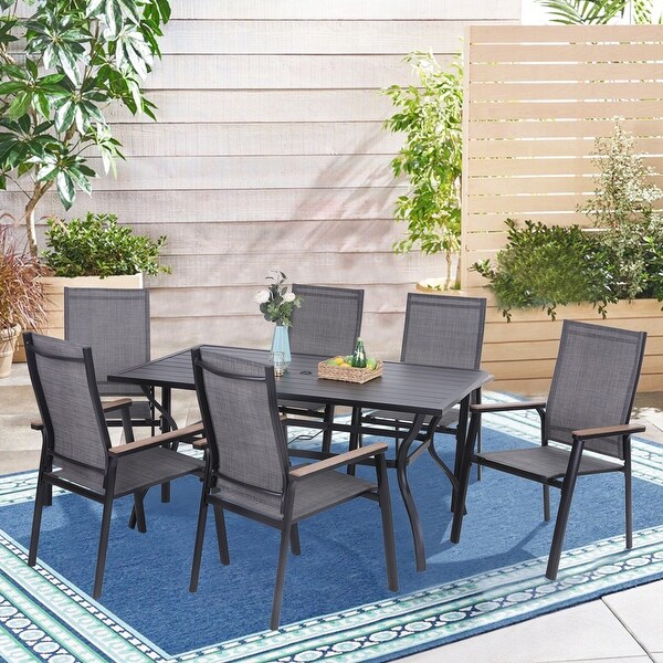 Sophia & William 7 PCS Patio Dining Set, 6 x Aluminium Textilene Dining